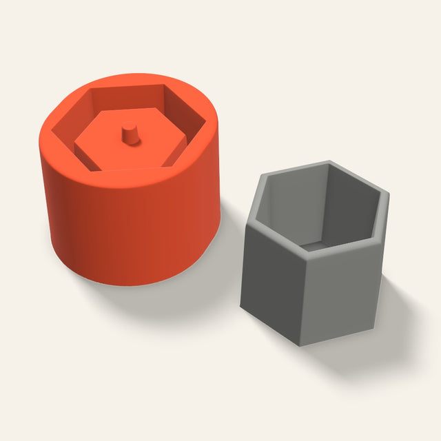 Low Hexagon Concrete Planter Mold, 3 Inch, 3D render