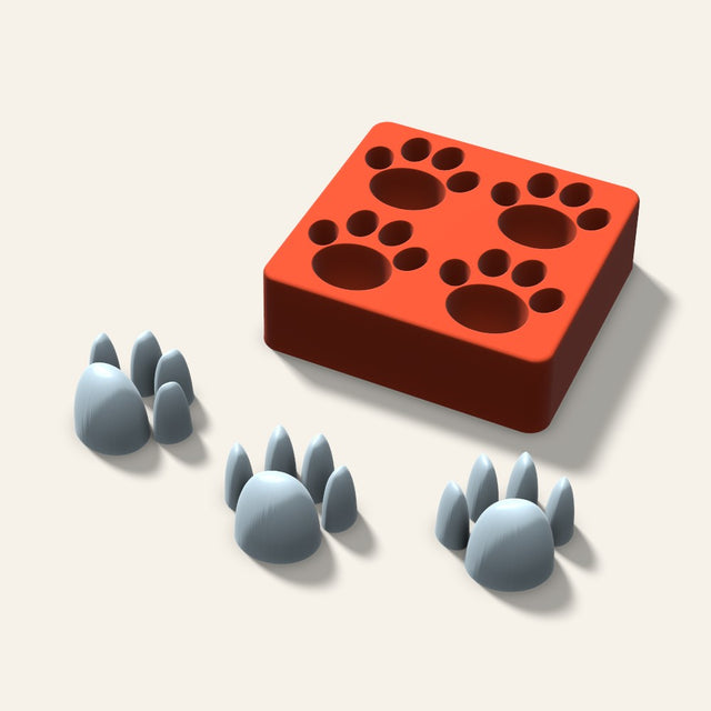 Paw Print Ice Mold, 2 Inch, 4 Cavity, 3D render