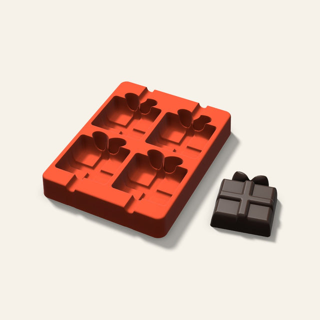 Gift Box Cakesicle Mold, 2.5 Inch, 4 Cavity, 3D render