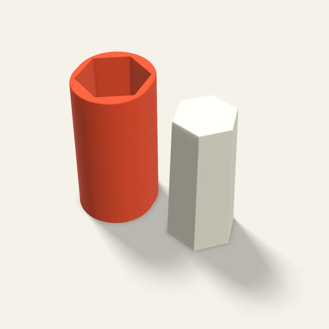 Hexagon Pillar Candle Mold, 3 x 6 Inch, 3D render