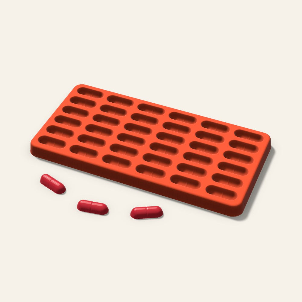 Capsule Candy Mold, 1 Inch, 36 Cavity, 3D render