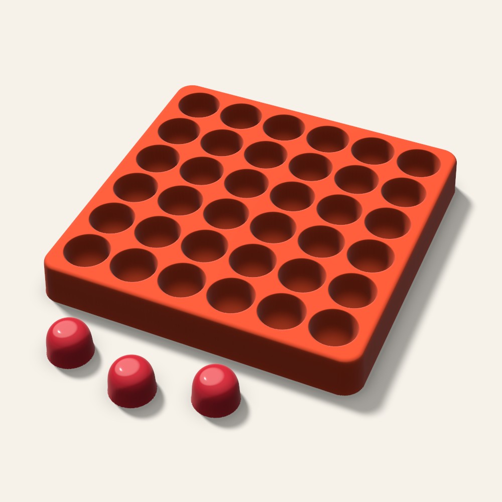 Gumdrop Candy Mold, 0.75 Inch, 36 Cavity, 3D render