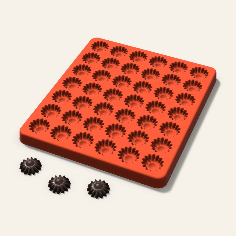 Sunflower Gummy Mold, 0.75 Inch, 42 Cavity, 3D render