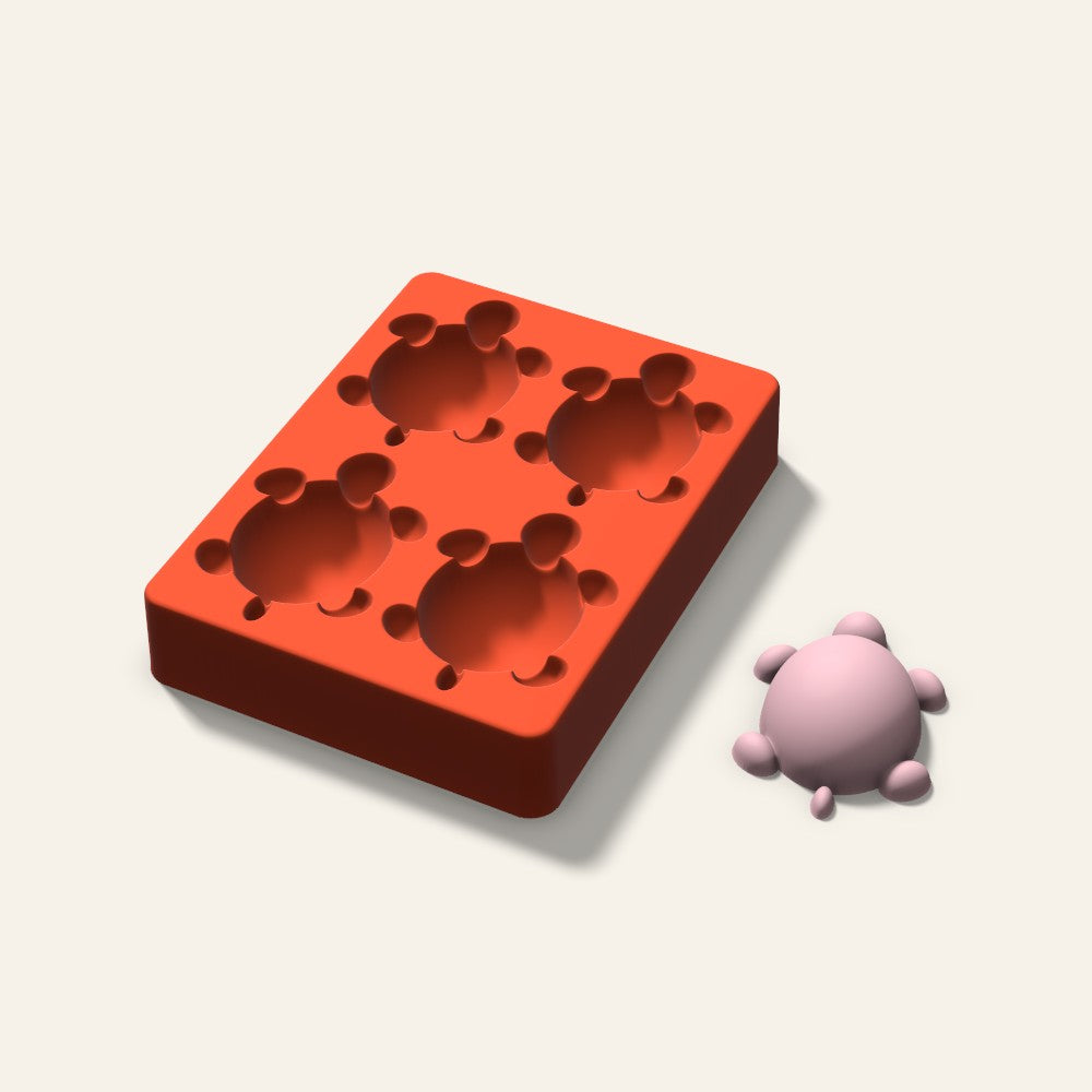 Turtle Soap Mold, 3 Inch, 4 Cavity, 3D render