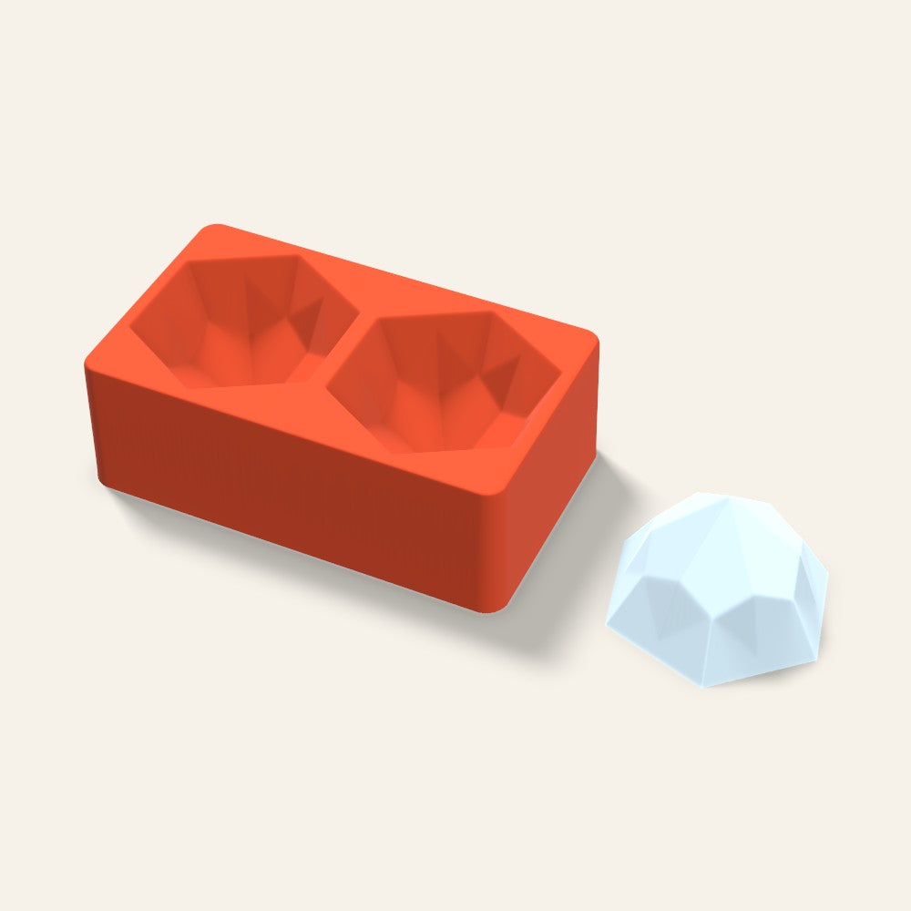 Hexagon Gem Ice Mold, 3.5 Inch, 2 Cavity, 3D render