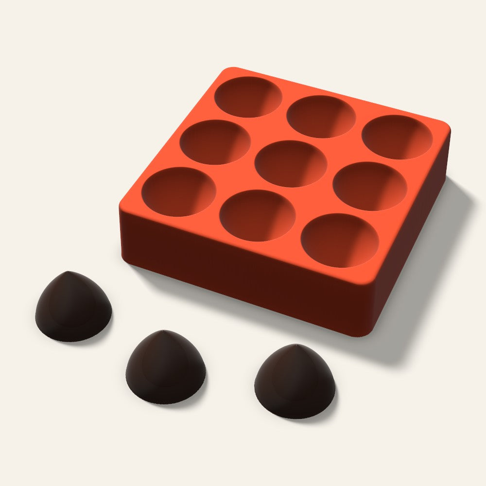 Kiss Drop Chocolate Mold, 1.5 Inch, 9 Cavity, 3D render