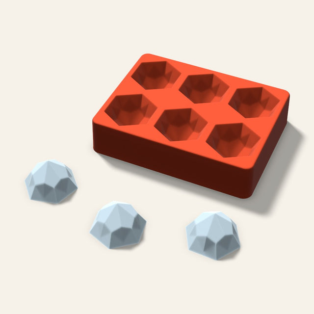 Hexagon Gem Ice Mold, 2 Inch, 6 Cavity, 3D render