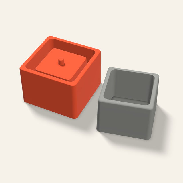 Low Square Concrete Planter Mold, 4.5 Inch, 3D render