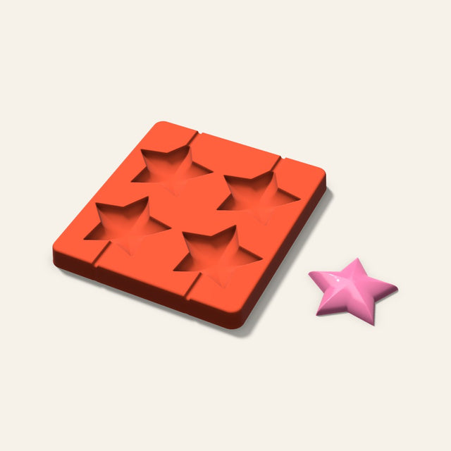 Puffy Star Lollipop Mold, 2.5 Inch, 4 Cavity, 3D render
