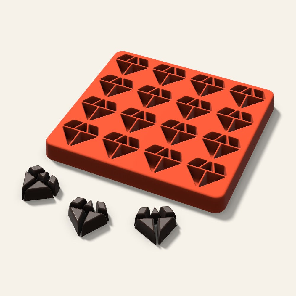 Diamond Candy Mold, 1.25 Inch, 16 Cavity, 3D render