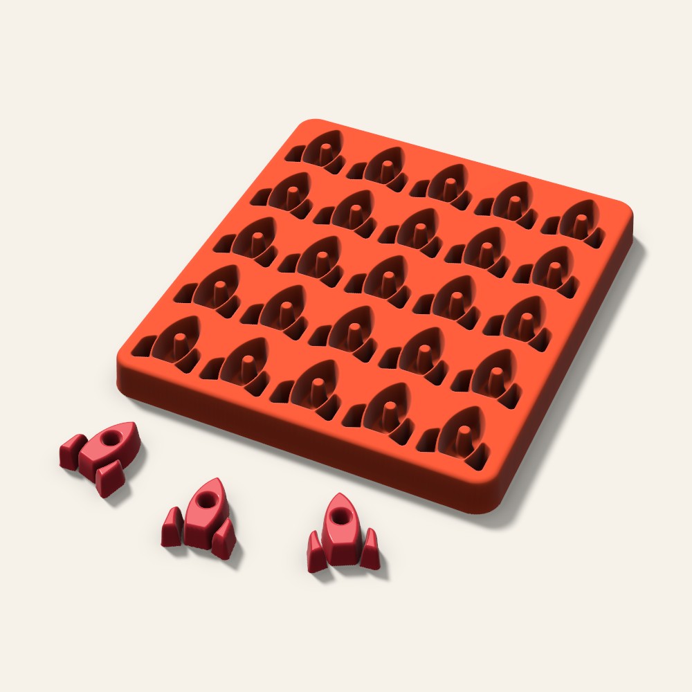 Rocket Candy Mold, 1 Inch, 25 Cavity, 3D render