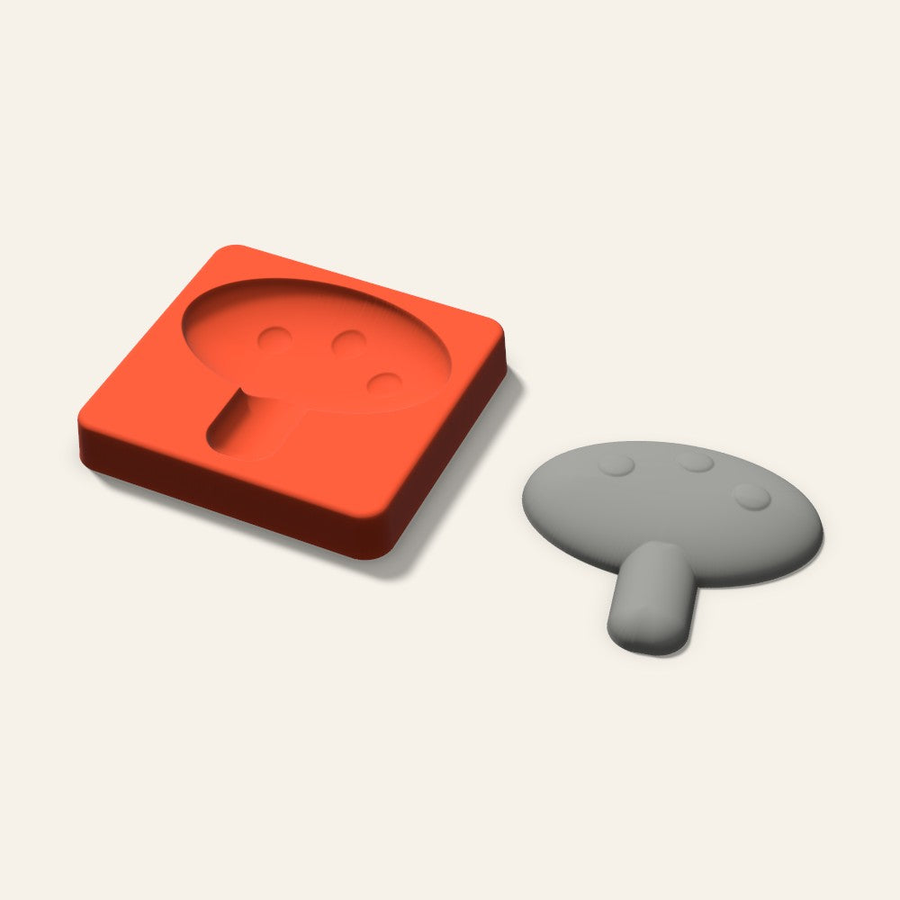 Mushroom Plaster Ornament Mold, 3.5 Inch, 3D render