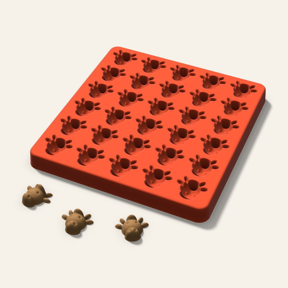Cow Pet Treat Mold, 1 Inch, 30 Cavity, 3D render