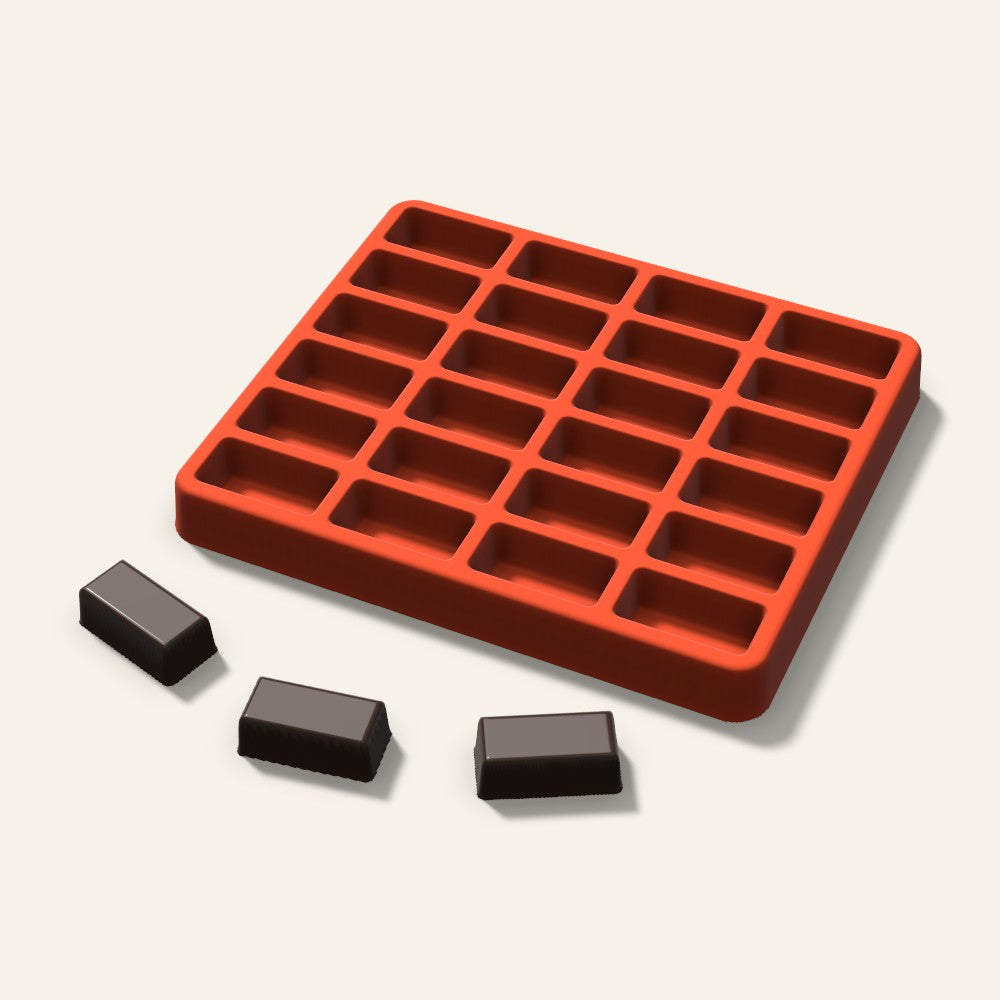 Rectangle Candy Mold, 1.25 Inch, 24 Cavity, 3D render
