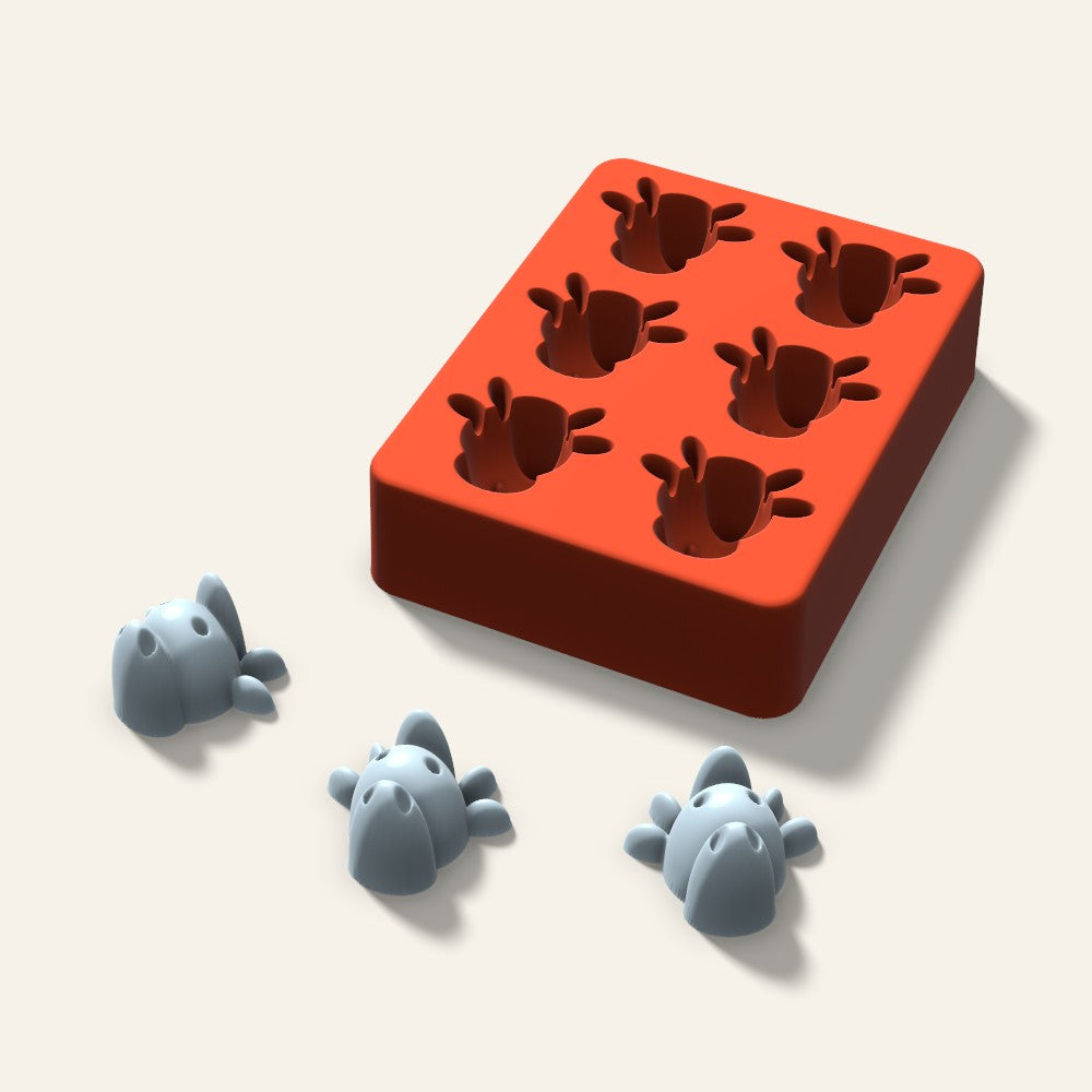Cow Ice Mold, 1.5 Inch, 6 Cavity, 3D render