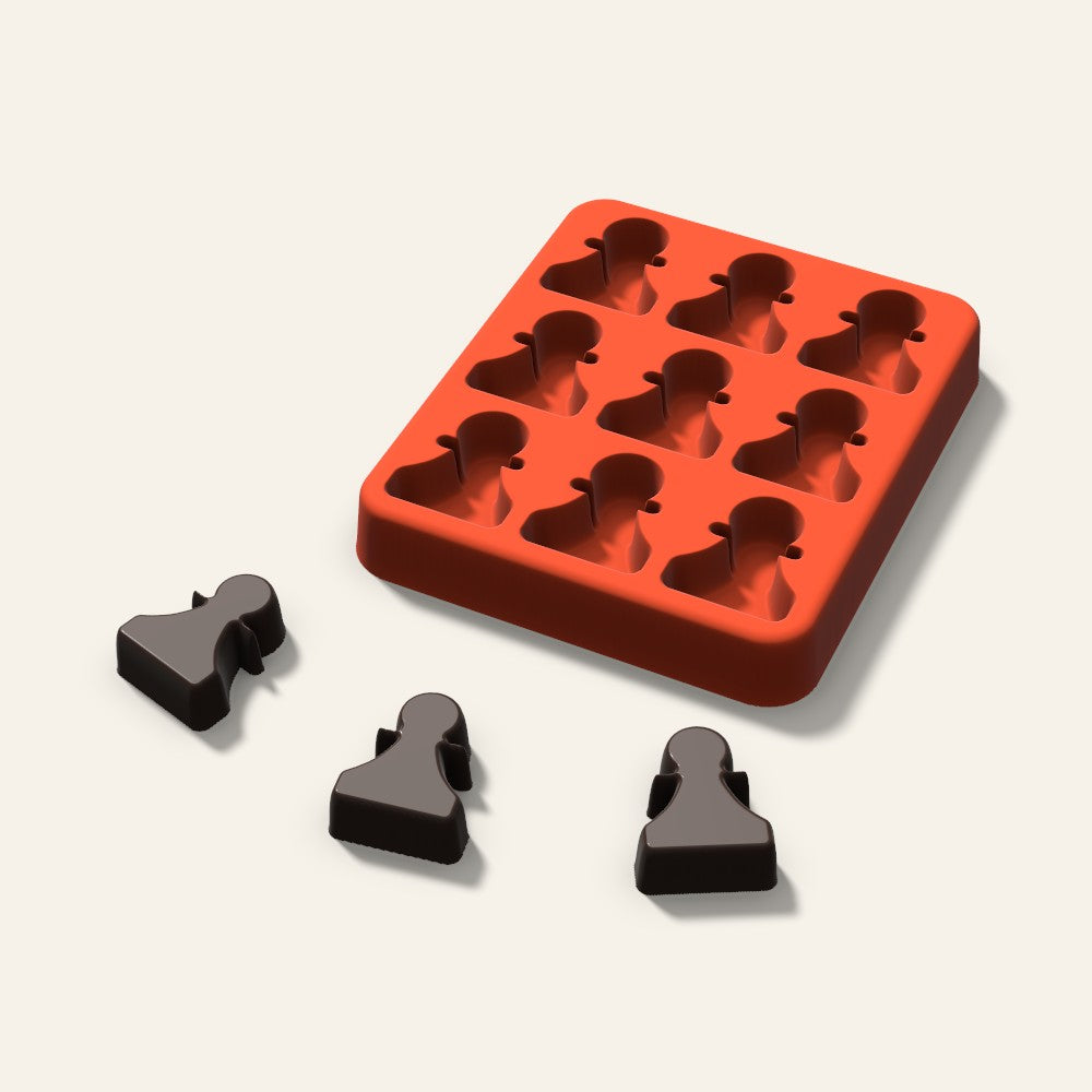 Chess Pawn Candy Mold, 1 Inch, 9 Cavity, 3D render