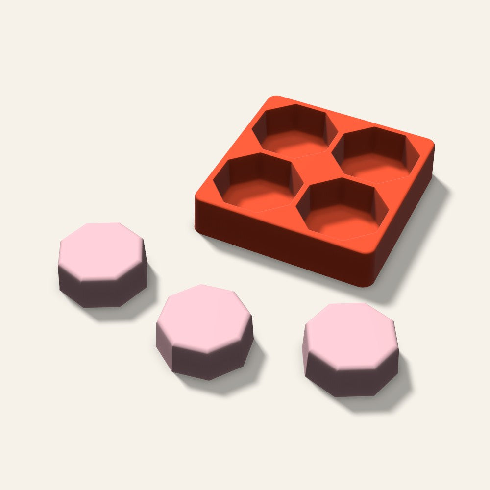 Octagon Soap Mold, 2.5 Inch, 4 Cavity, 3D render