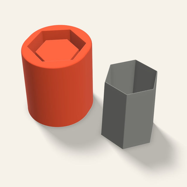 Hexagon Concrete Pen Cup Mold, 2.5 Inch, 3D render