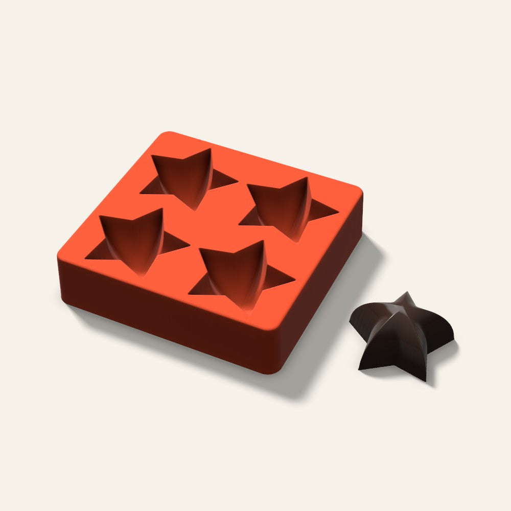Puffy Star Mini Cake Mold, 2.5 Inch, 4 Cavity, 3D render