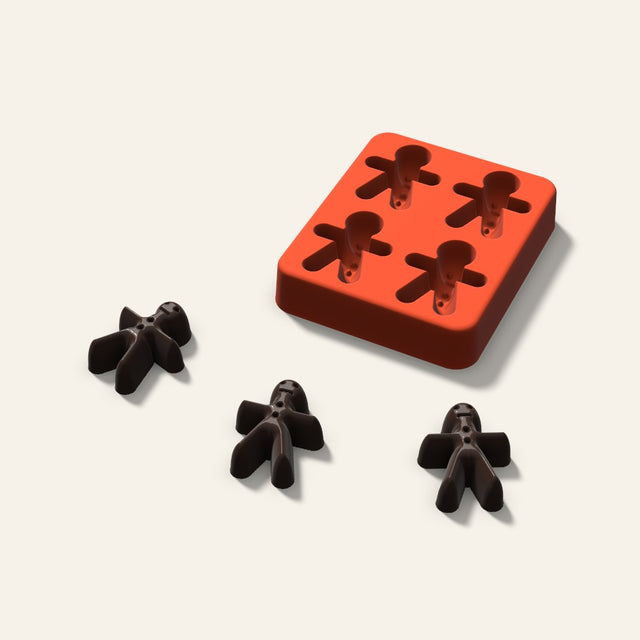 Gingerbread Chocolate Mold, 1.5 Inch, 4 Cavity, 3D render