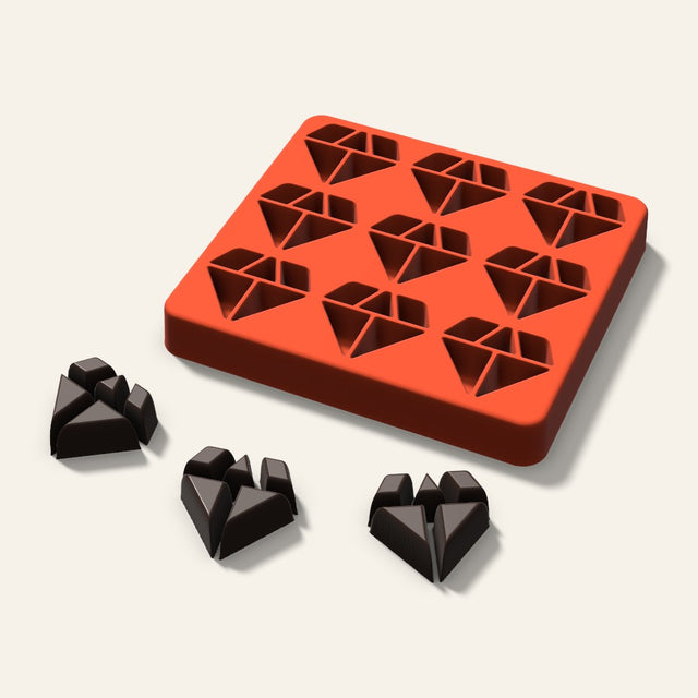 Diamond Chocolate Mold, 1.5 Inch, 9 Cavity, 3D render