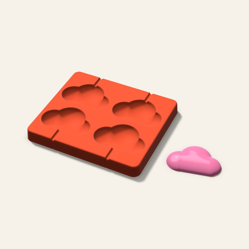 Cloud Lollipop Mold, 2.5 Inch, 4 Cavity, 3D render