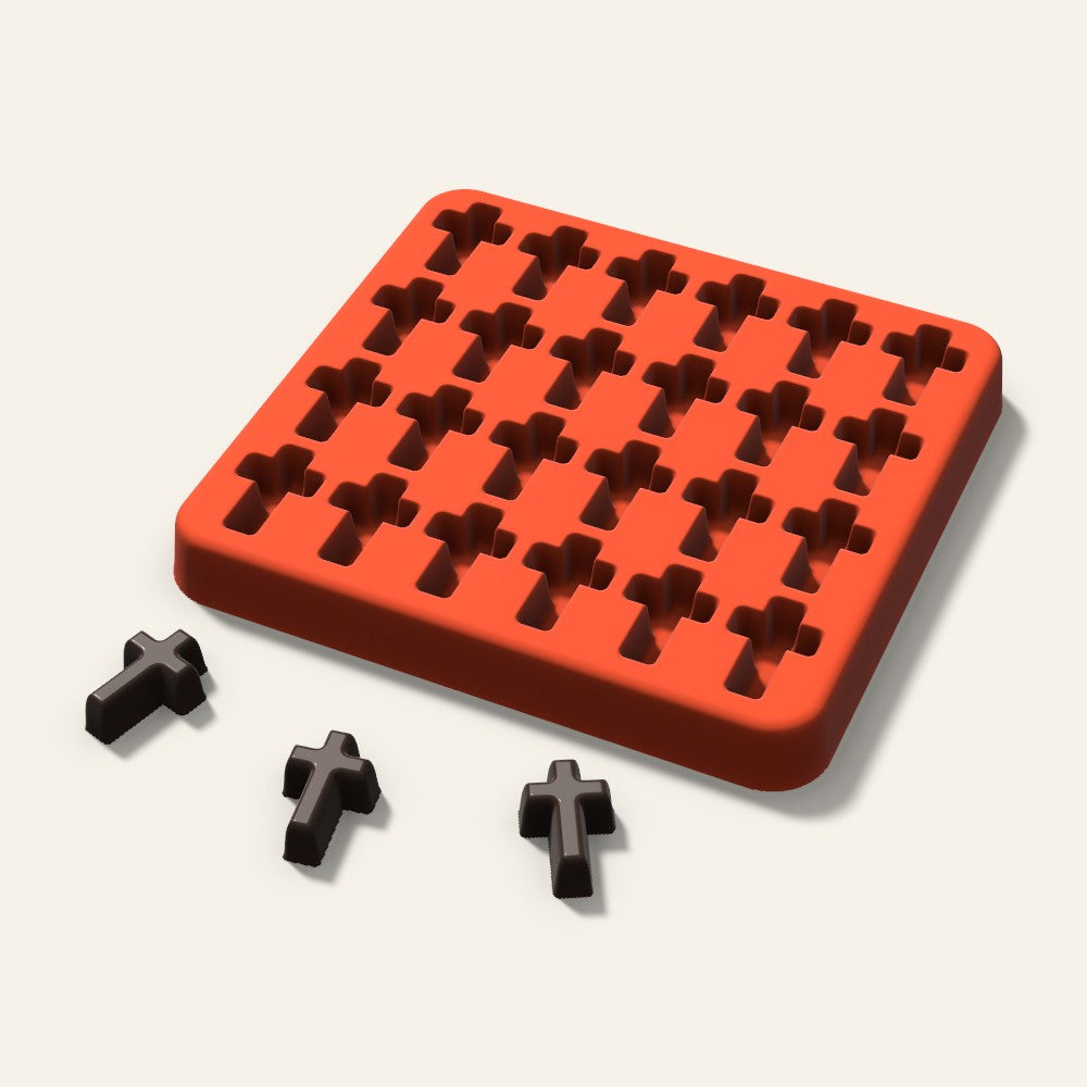 Cross Gummy Mold, 0.75 Inch, 24 Cavity, 3D render
