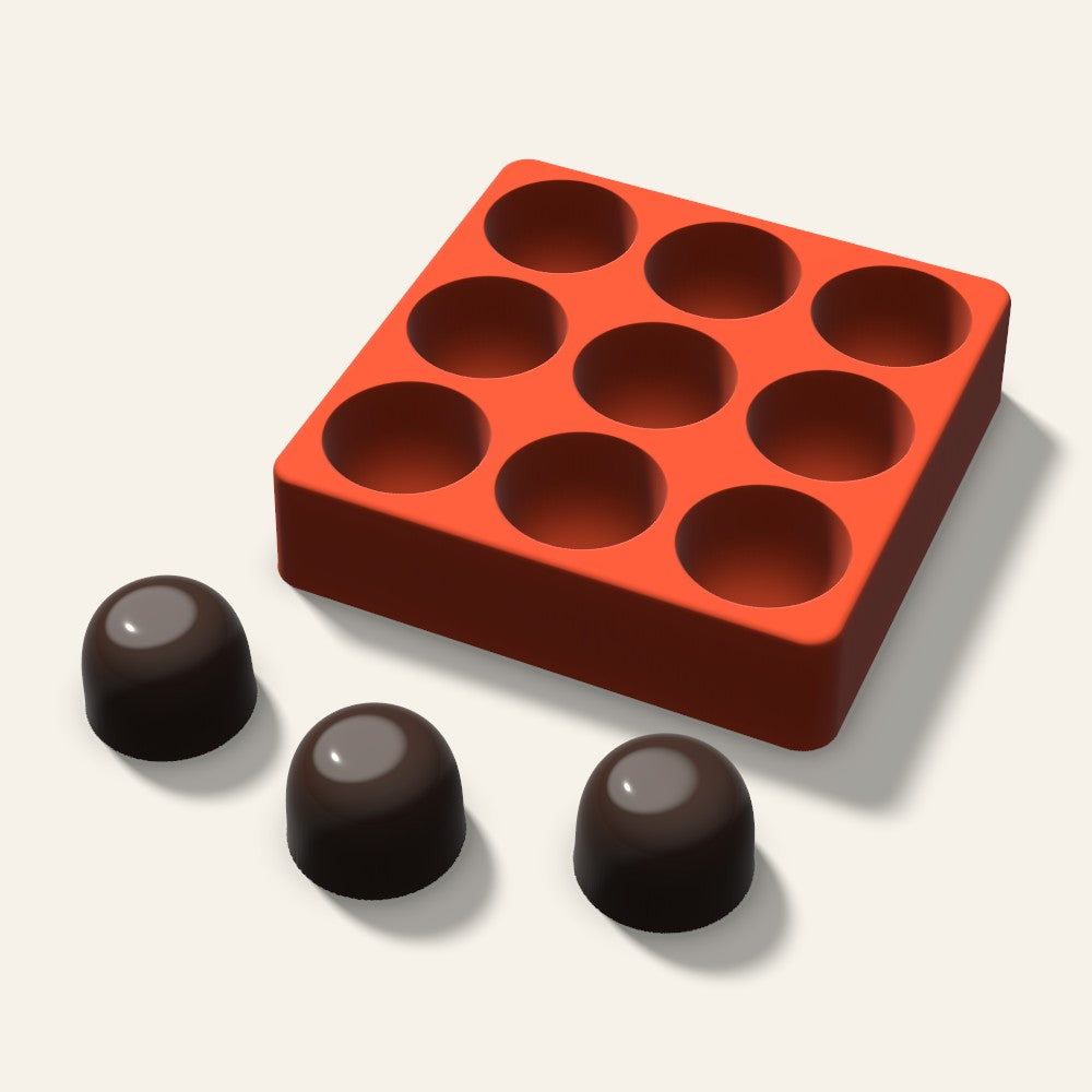 Gumdrop Chocolate Mold, 1.5 Inch, 9 Cavity, 3D render