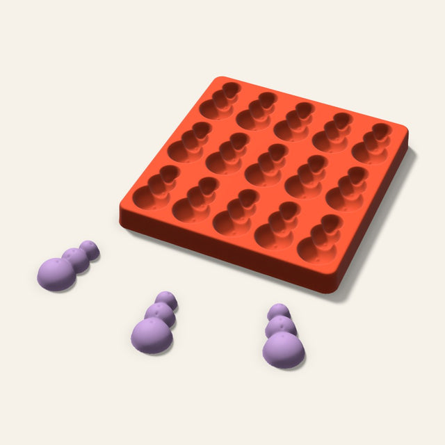 Snowman Wax Melt Mold, 2 Inch, 15 Cavity, 3D render
