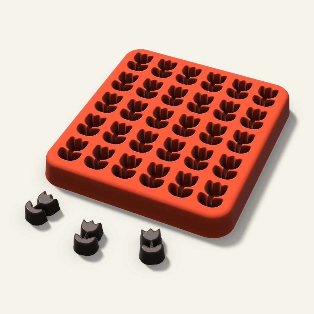 Rose Gummy Mold, 0.5 Inch, 30 Cavity, 3D render