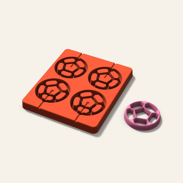 Soccer Lollipop Mold, 2.5 Inch, 4 Cavity, 3D render