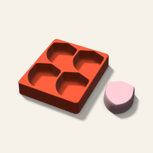 Shield Soap Mold, 3 Inch, 4 Cavity, 3D render
