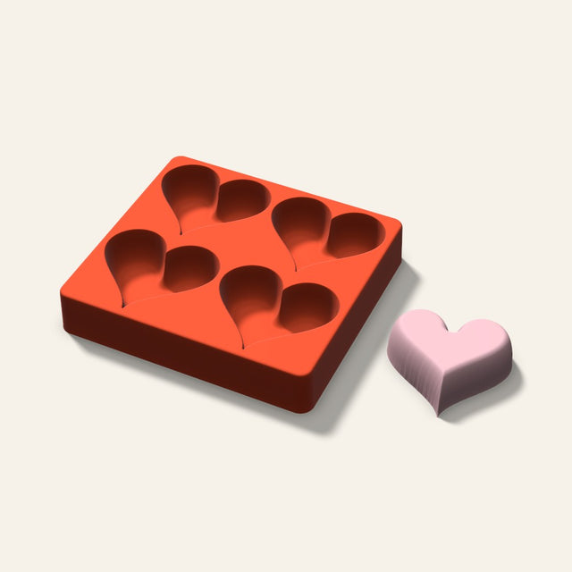 Heart Soap Mold, 3 Inch, 4 Cavity, 3D render
