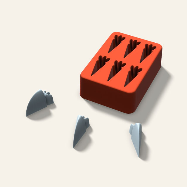 Carrot Ice Mold, 1.5 Inch, 6 Cavity, 3D render