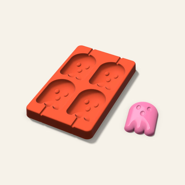 Ghost Lollipop Mold, 2.5 Inch, 4 Cavity, 3D render