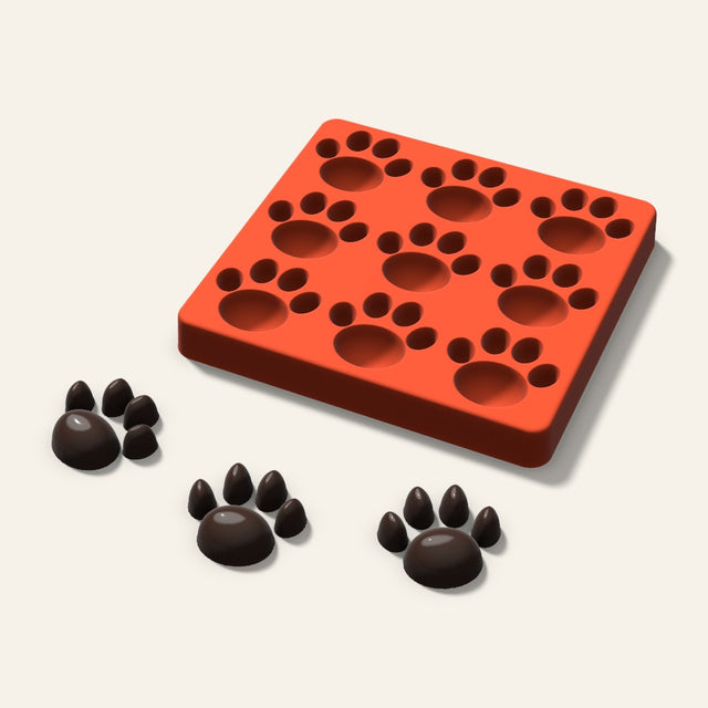 Paw Print Chocolate Mold, 1.75 Inch, 9 Cavity, 3D render
