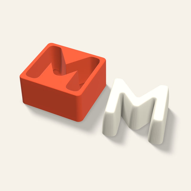 Letter M Candle Mold, 4 x 2 Inch, 3D render