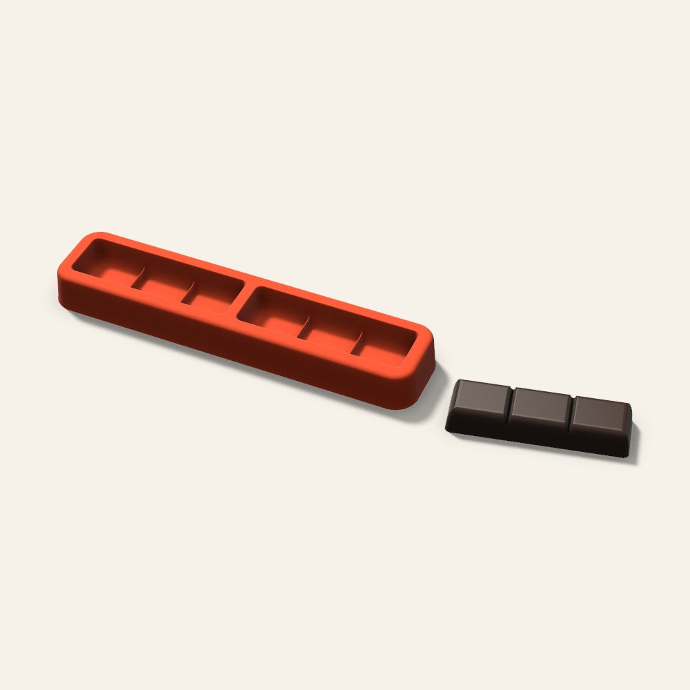 Mini Chocolate Bar Mold, 2.5 Inch, 2 Cavity, 3D render