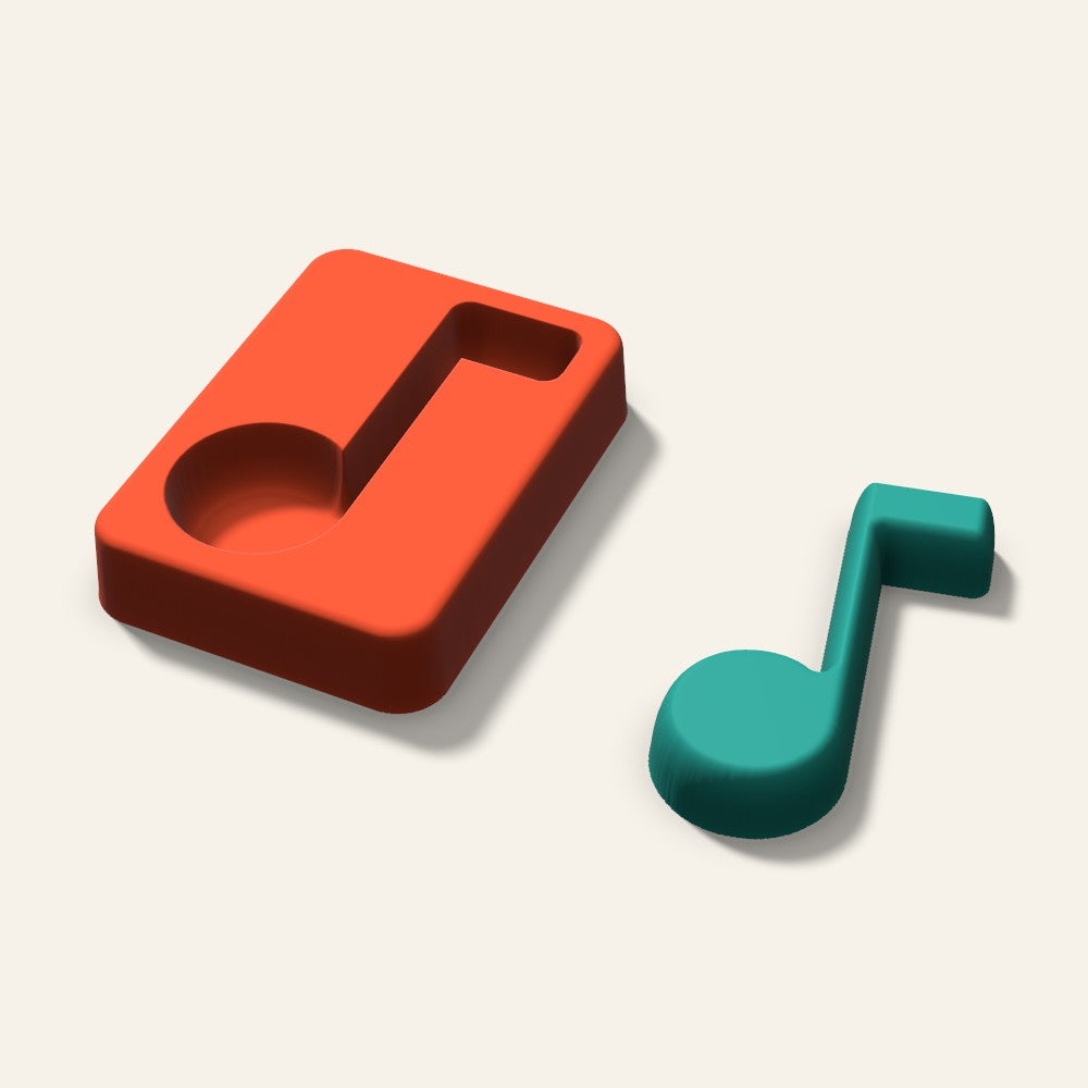 Music Note Freshie Mold, 3 Inch, 3D render