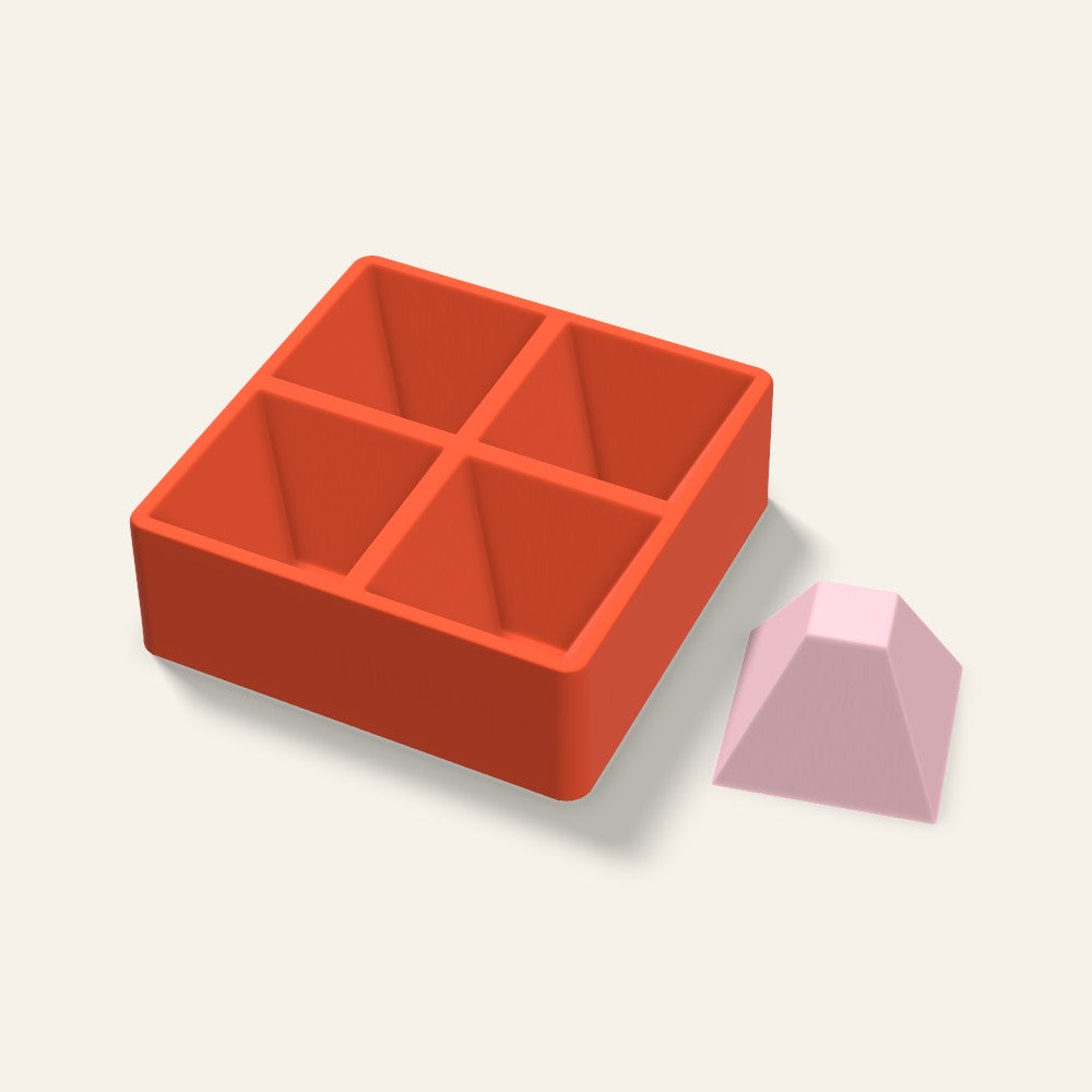 Flat Top Pyramid Soap Mold, 4 Inch, 4 Cavity, 3D render