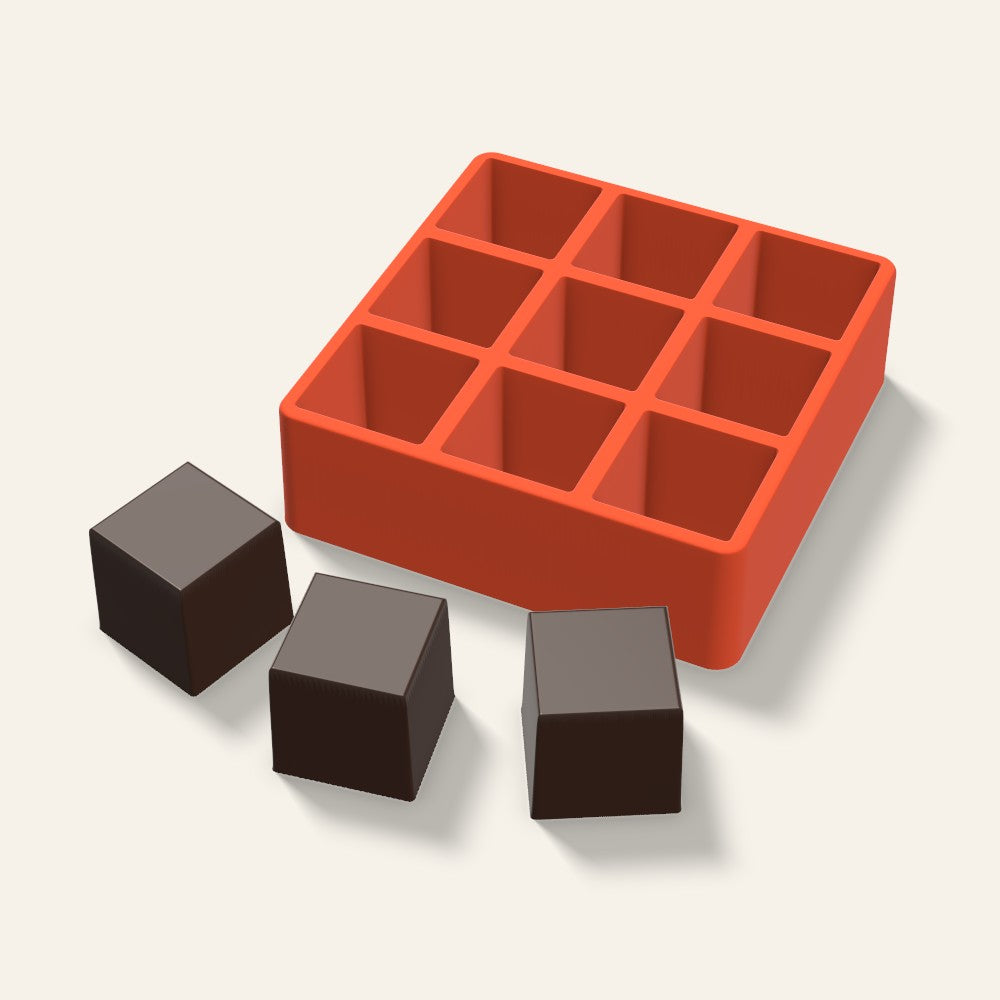 Sharp Cube Chocolate Mold, 1.75 Inch, 9 Cavity, 3D render