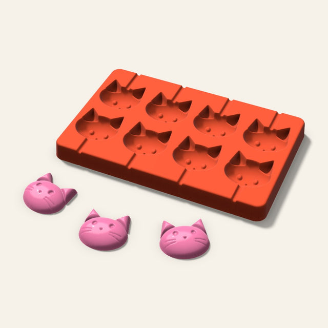 Cat Lollipop Mold, 1.5 Inch, 8 Cavity, 3D render