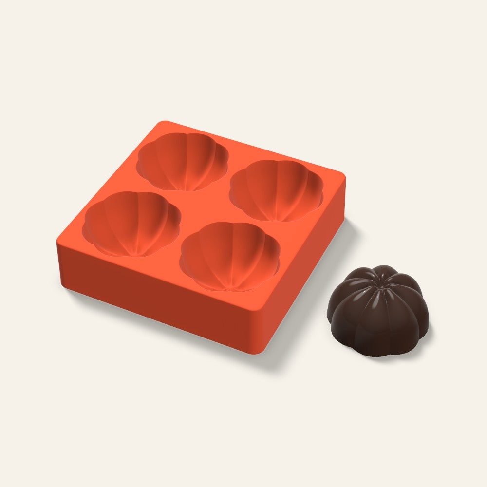 3D Pumpkin Cake Mold, 3 Inch, 4 Cavity, 3D render