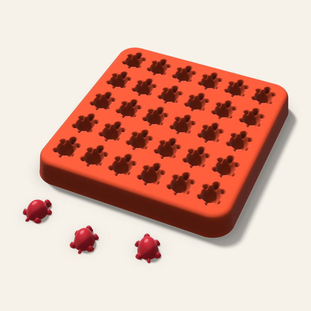 Turtle Gummy Mold, 0.5 Inch, 30 Cavity, 3D render