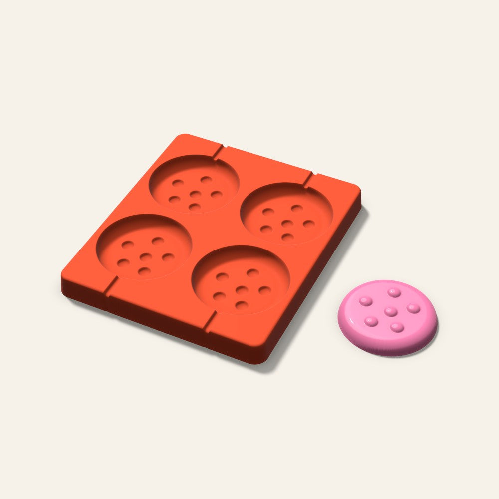 Cookie Lollipop Mold, 2.5 Inch, 4 Cavity, 3D render
