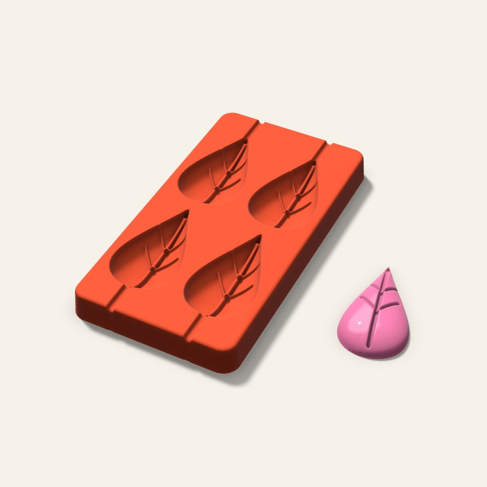 Leaf Lollipop Mold, 2.5 Inch, 4 Cavity, 3D render