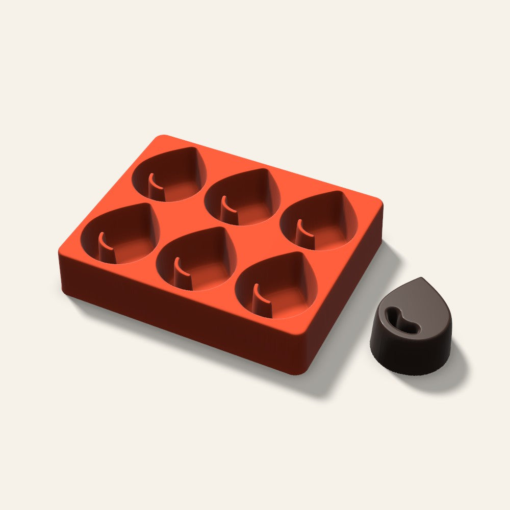 Water Drop Mini Cake Mold, 2.5 Inch, 6 Cavity, 3D render