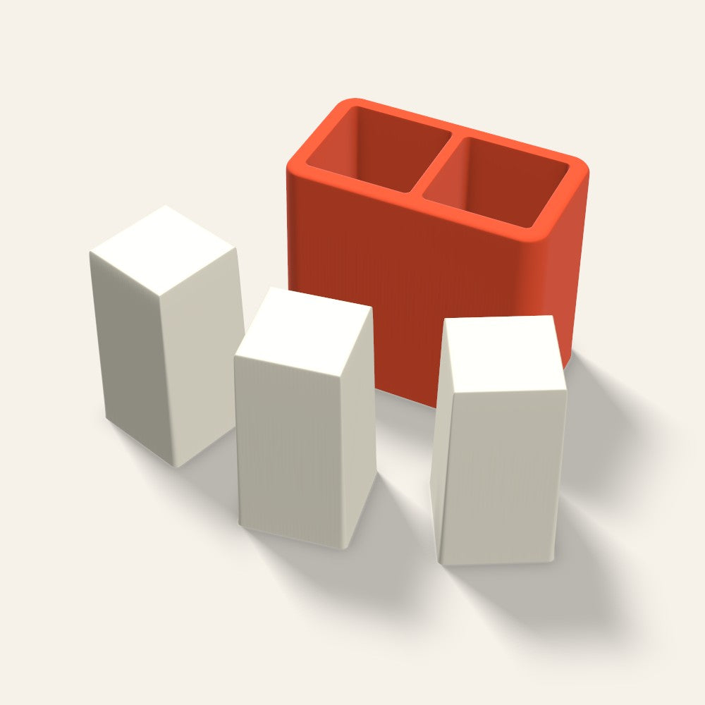 Square Pillar Votive Candle Mold, 1.5 x 3 Inch, 2 Cavity, 3D render