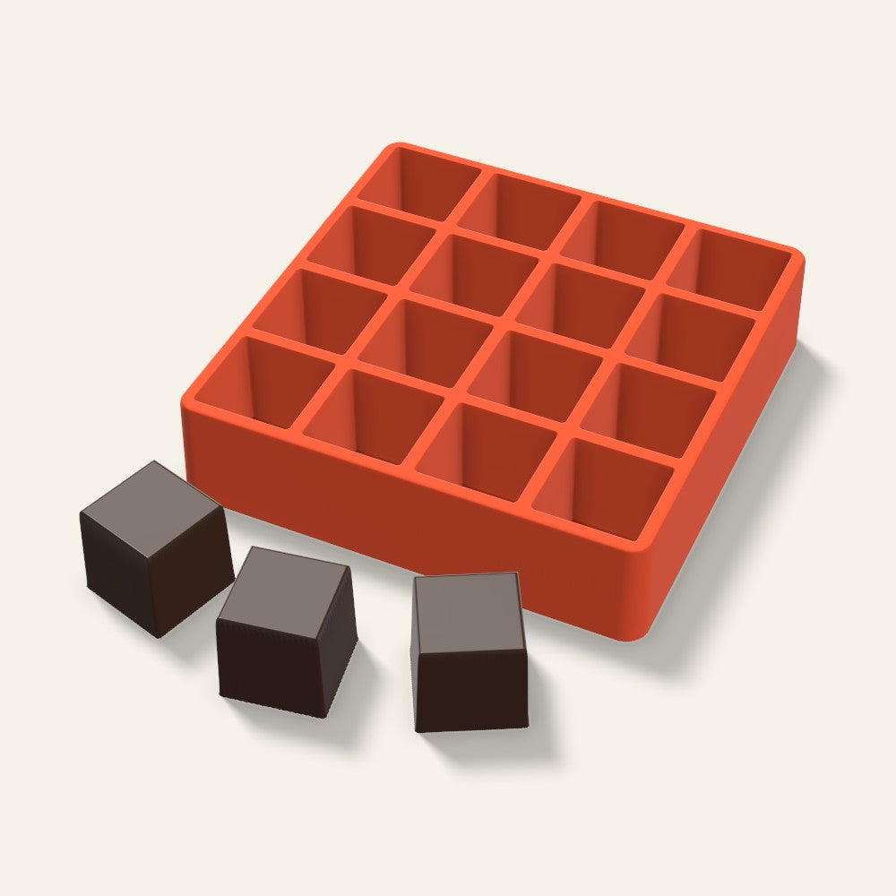 Sharp Cube Chocolate Mold, 1.5 Inch, 16 Cavity, 3D render