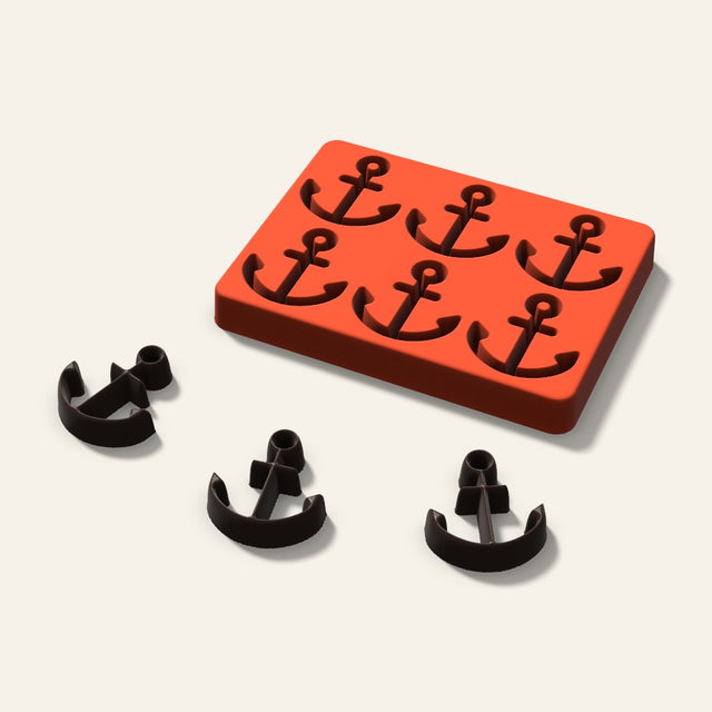 Anchor Chocolate Mold, 2 Inch, 6 Cavity, 3D render